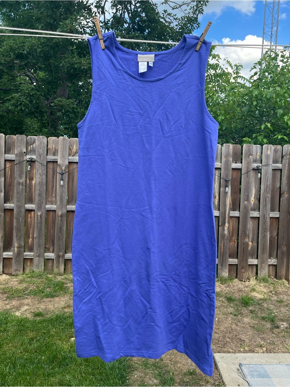 Vintage Coldwater Creek 100% cotton sleeveless midi dress, M, periwinkle blue